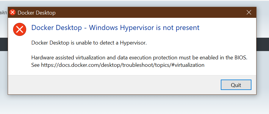 Docker desktop windows hypervisor is not present